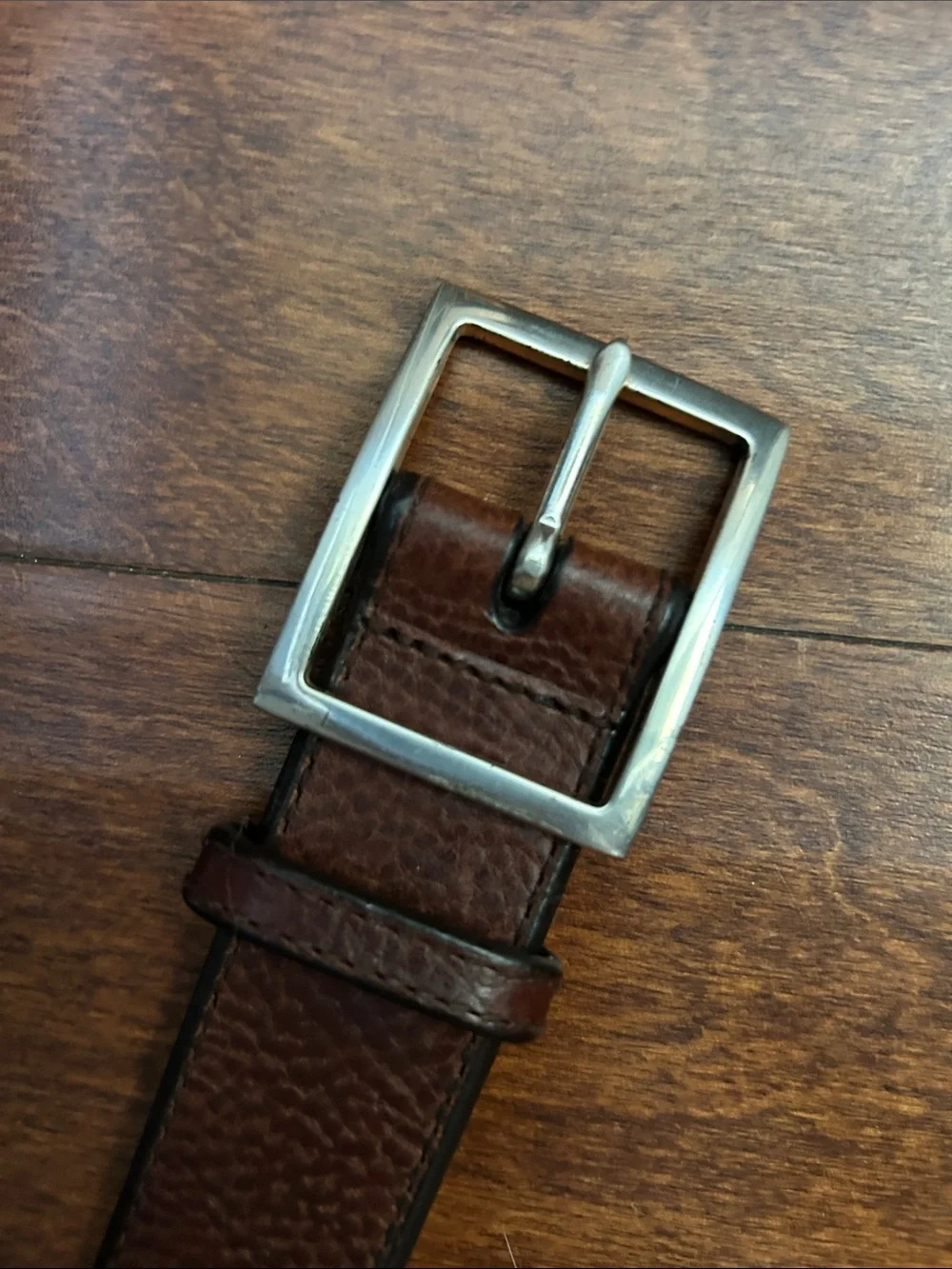 Polo Ralph Lauren Classic Men's Brown Pebbled Leather Belt with Silver Buckle